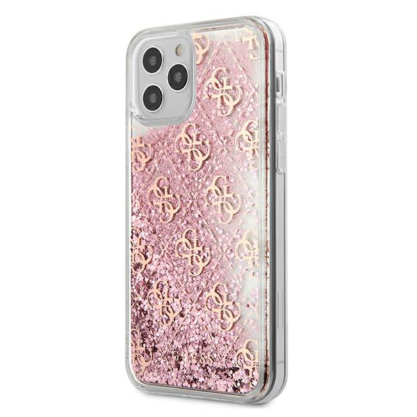 Husa iPhone 12 / 12 Pro Guess 4G Liquid Glitter Pink Husa iPhone 12 / 12 Pro Guess 4G Liquid Glitter Pink