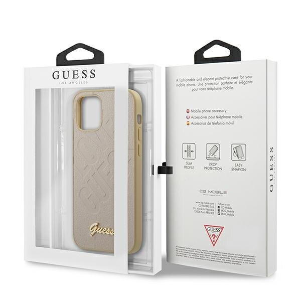 Husa iPhone 12 / 12 Pro Guess Iridescent Love Script Gold Logo Gold
