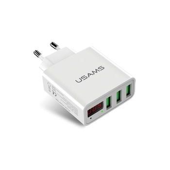 Incarcator Priza Usams 3 X Porturi De Incarcare, 3a, Display Led , alb -cc35tc04 Incarcator Priza Usams 3 X Porturi De Incarcare, 3a, Display Led , alb -cc35tc04