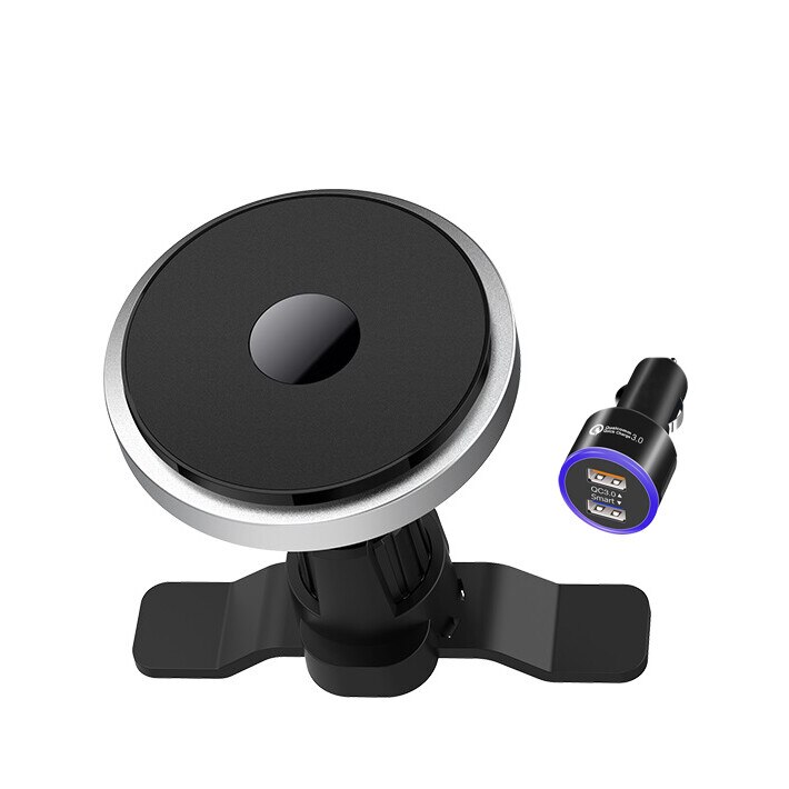 Suport Auto Magnetic eLIVE N5, Dedicat Apple Iphone 12 cu Incarcare Wireless Magsafe, Adaptor Bricheta Qualcomm 3.0 Inclus, Prindere Grila, Incarcare Rapida, Negru