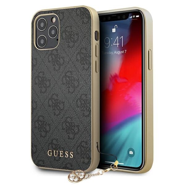 Husa iPhone 12 / 12 Pro Guess 4G Charms Collection Grey