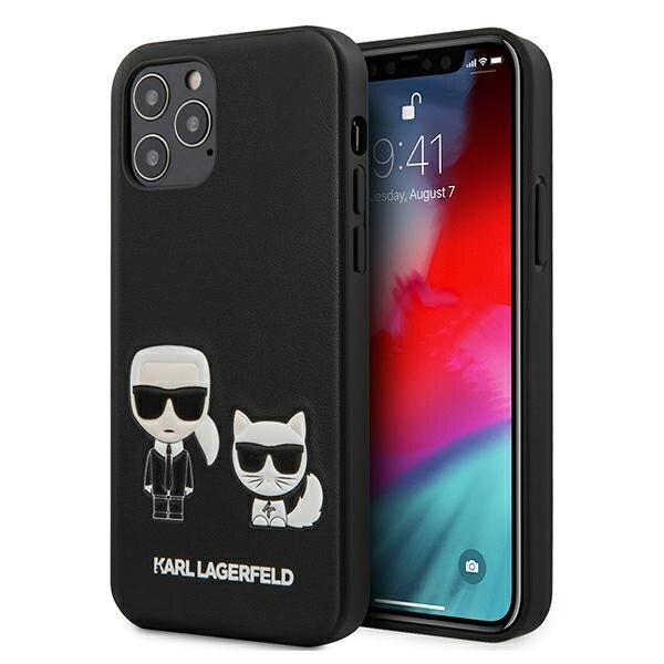 Husa iPhone 12 / 12 Pro Karl Lagerfeld Ikonik Karl & Choupette Black