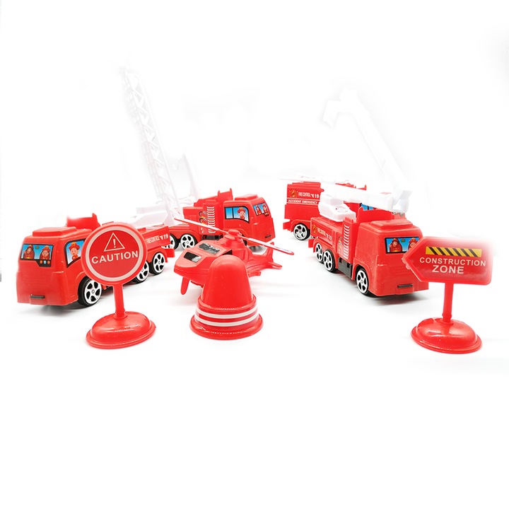 Set vehicule de pompieri, 6 piese