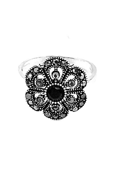 Inel Ag 925 Graziela piatra neagra marime 16