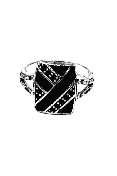 Inele negru m19, Argintiu / Negru, 59