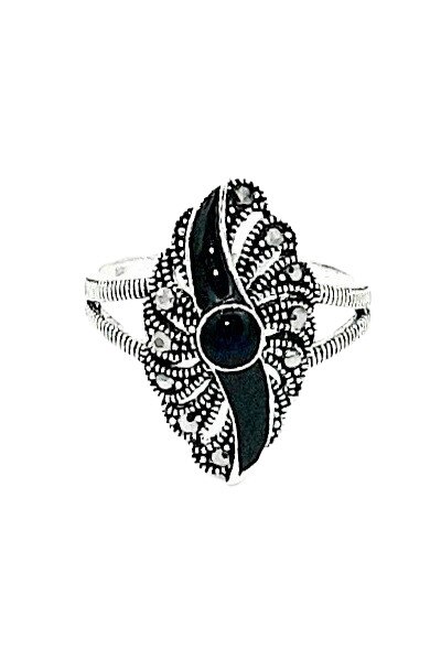 Inele Argint 925 marime 20, Argintiu / Negru, 60