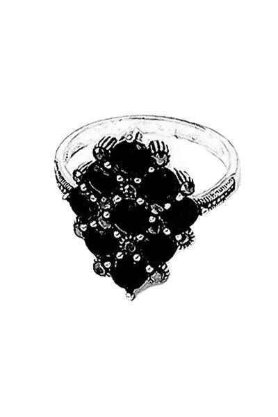 Inel Ag 925 Sorana pietre negre marime 18