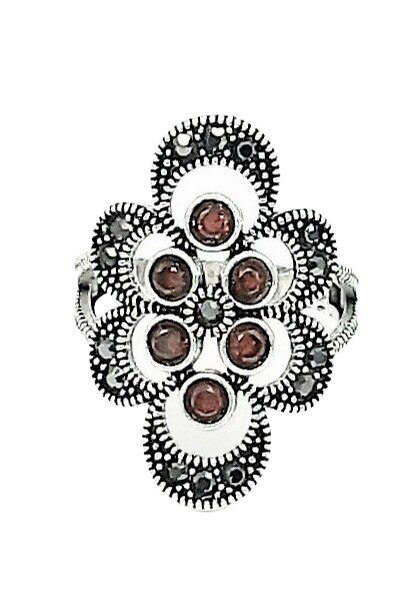 Inel Ag 925 Beatrice pietre rosii marime 15