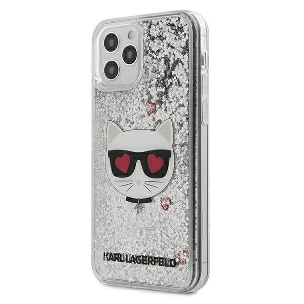 Husa iPhone 12 Pro Max Karl Lagerfeld Liquid Glitter Choupette Silver