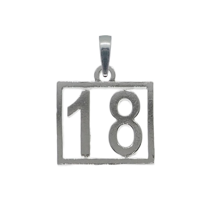 Pandantiv argint Cifra 18 numar norocos cifre aniversare 10251_8275 Dras 18 Argintiu