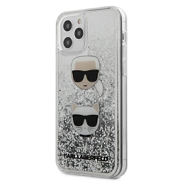 Husa iPhone 12 Pro Max Karl Lagerfeld Liquid Glitter Karl&Choupette Silver
