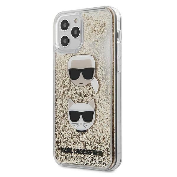 Husa iPhone 12 / 12 Pro Karl Lagerfeld Liquid Glitter Karl&Choupette Gold