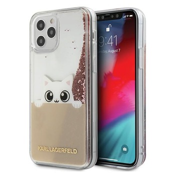 Husa iPhone 12 Pro Max Karl Lagerfeld PEEK A BOO Liquid Glitter Pink Husa iPhone 12 Pro Max Karl Lagerfeld PEEK A BOO Liquid Glitter Pink