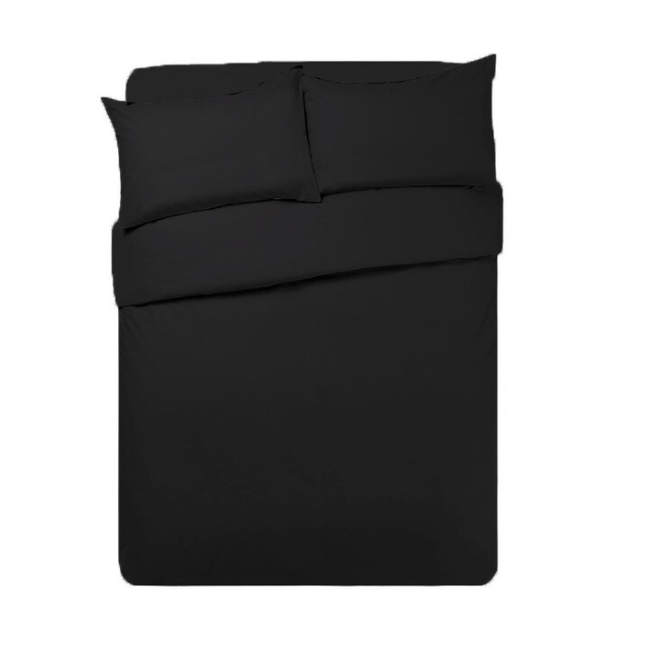 Комплект спално бельо METRU PATRAT 4 части, Горен чаршаф 160/200, Чаршаф с ластик 140/200, 2бр. Калъфки 50х70, Черен