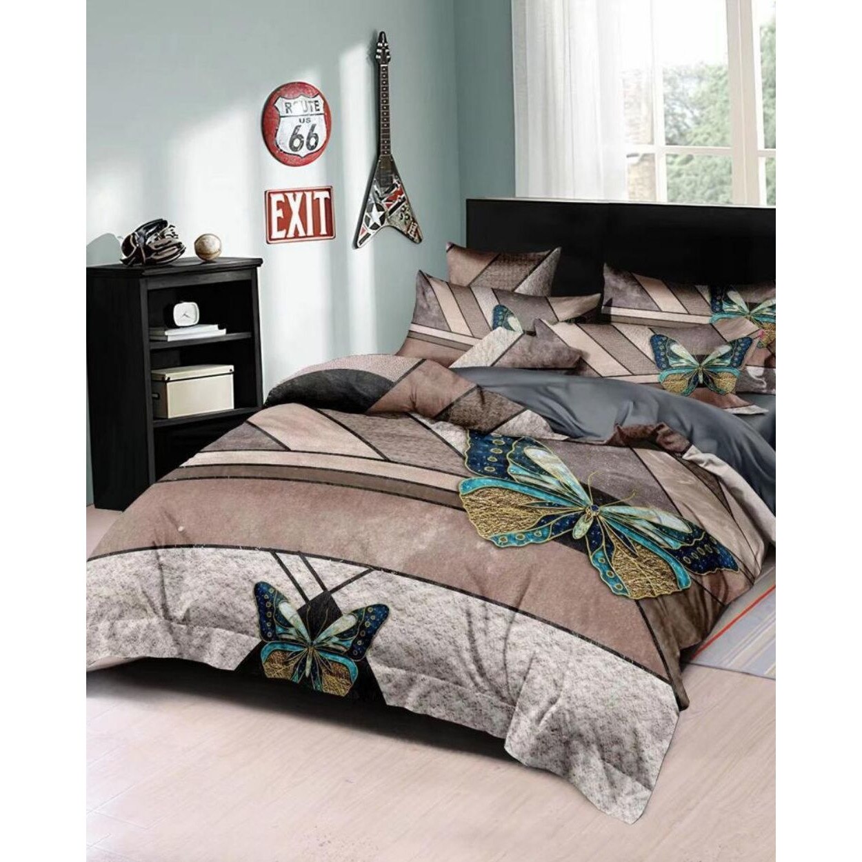 Set Lenjerie Finet Satinat Gros cu 2 Fete, 6 Piese, Pat 2 Persoane, Zynx
