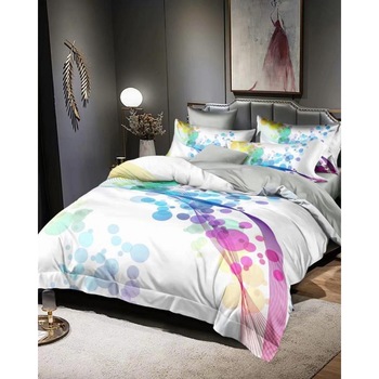 Set Lenjerie Finet Satinat Gros cu 2 Fete, 6 Piese, Pat 2 Persoane, Bubble Waves Set Lenjerie Finet Satinat Gros cu 2 Fete, 6 Piese, Pat 2 Persoane, Bubble Waves