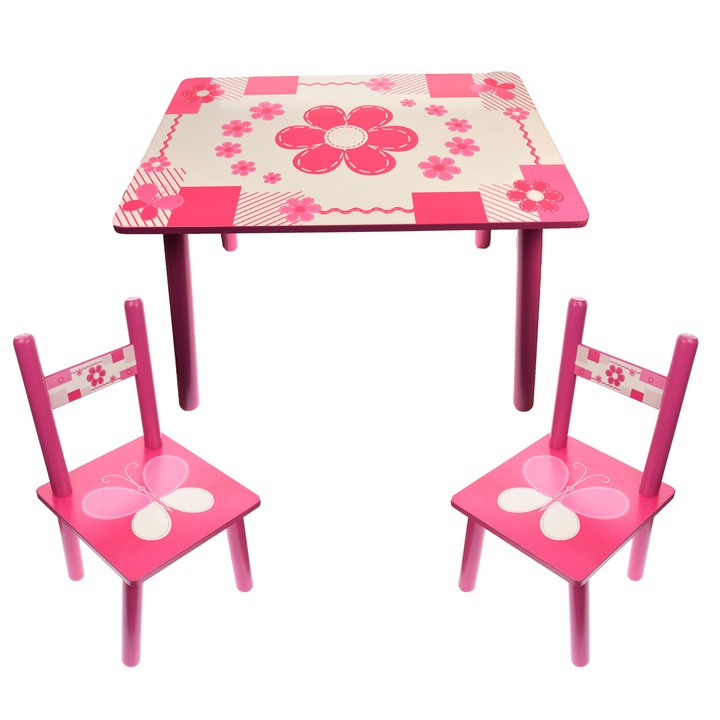 Masuta de jucarie din lemn, pentru desenat, roz - 254764