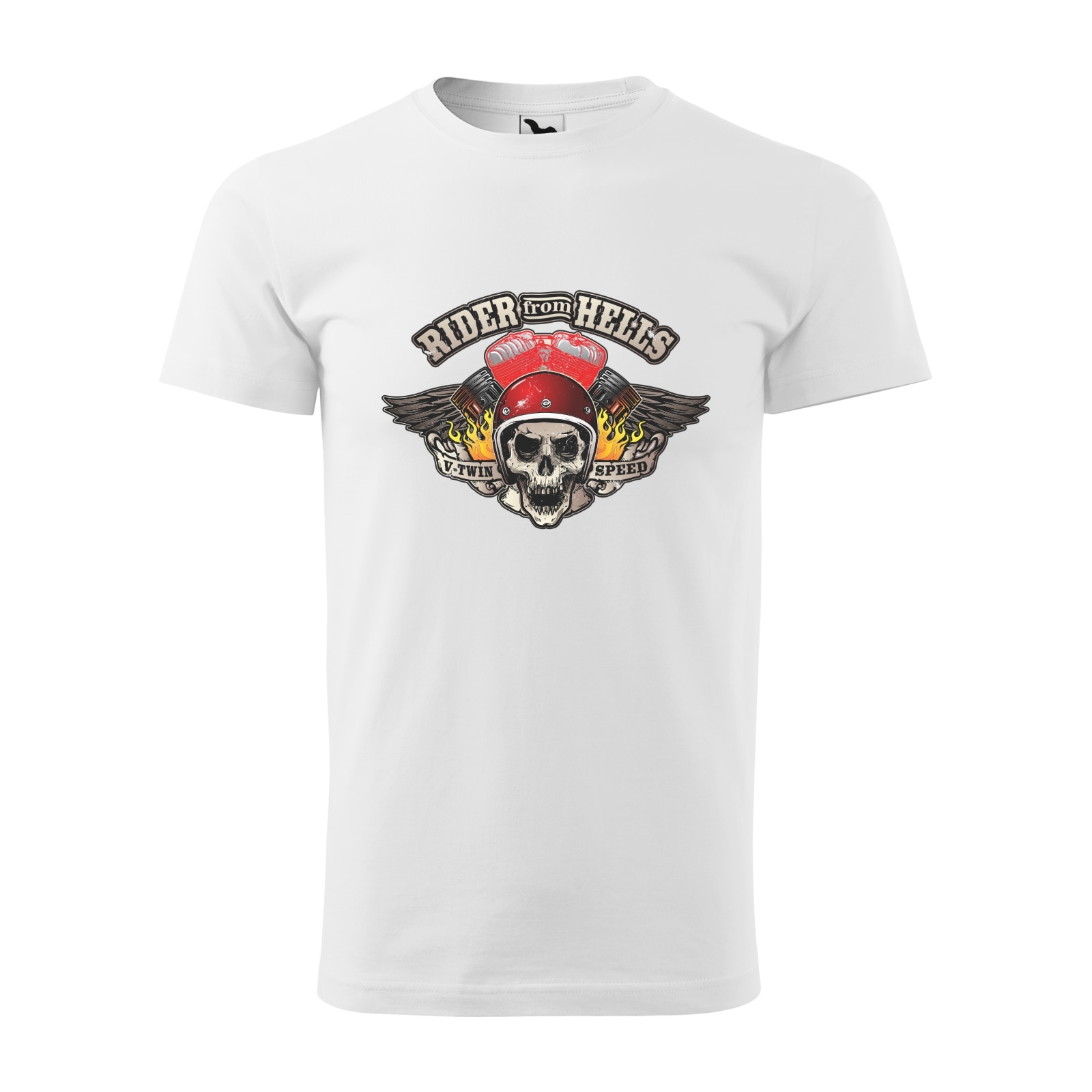 Tricou alb barbati pentru motociclisti, bikeri, Rider from Hell, marime M