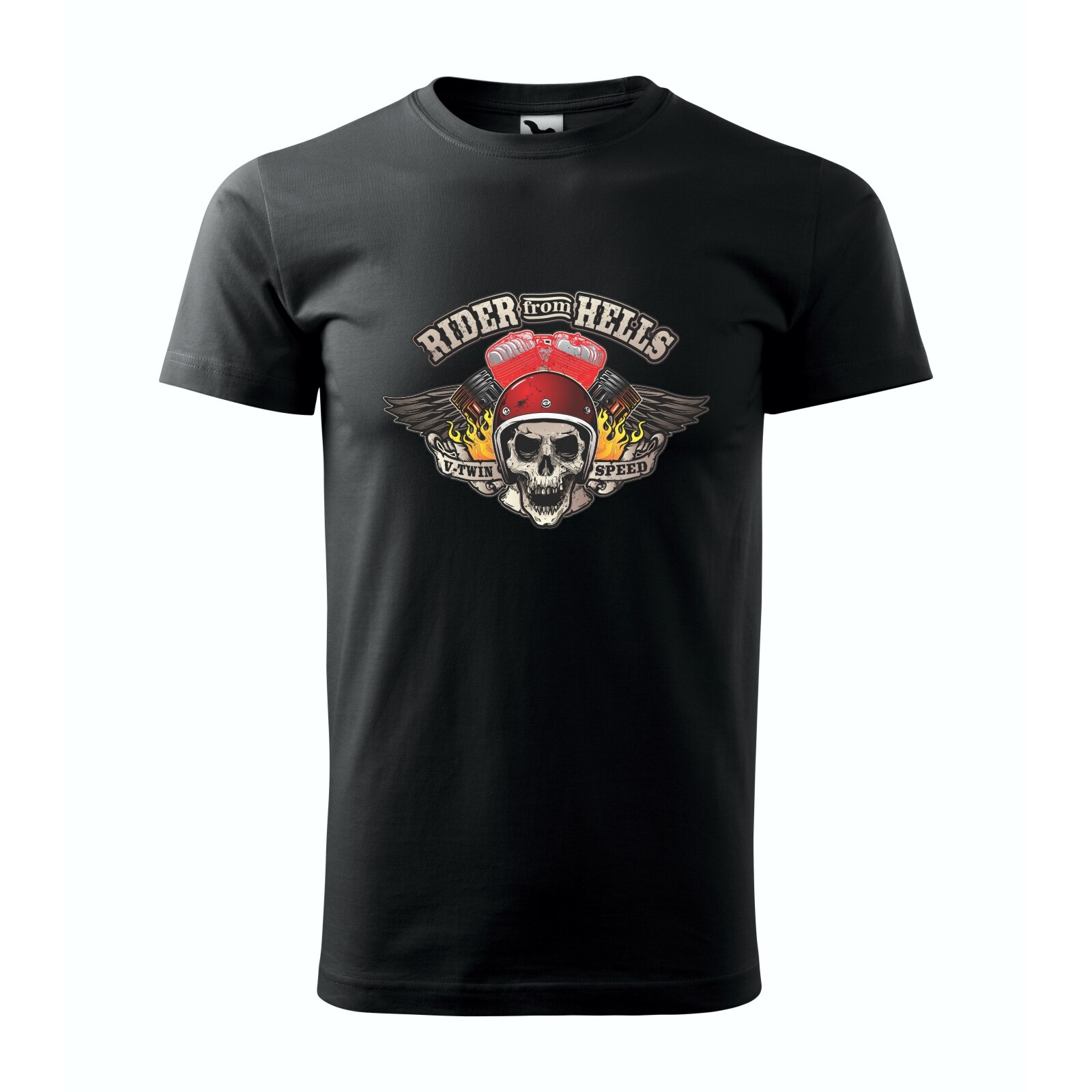 Tricou negru barbati pentru motociclisti, bikeri, Rider from Hell, marime L