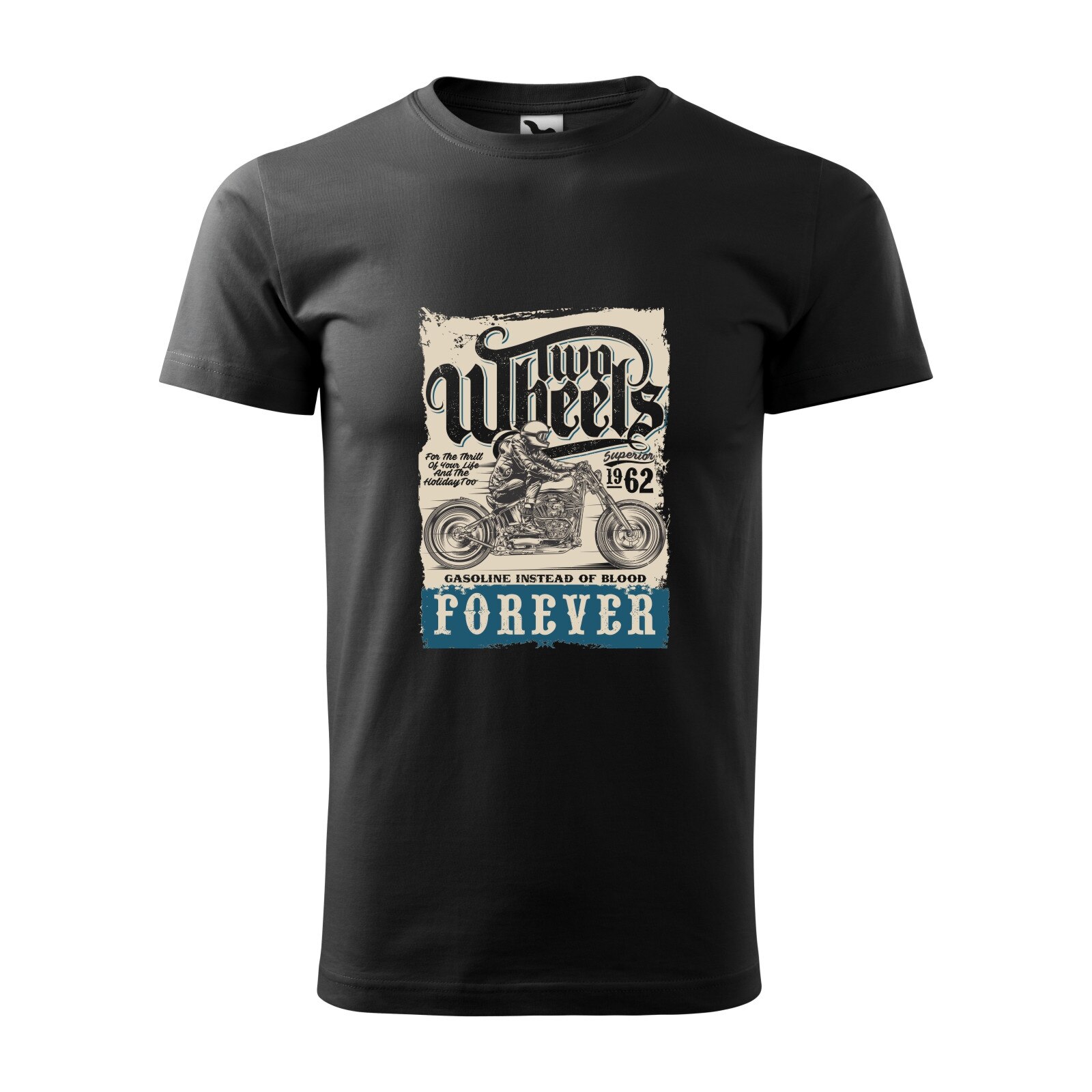 Tricou negru barbati pentru motociclisti, bikeri, Two Wheels Forever, marime 2XL