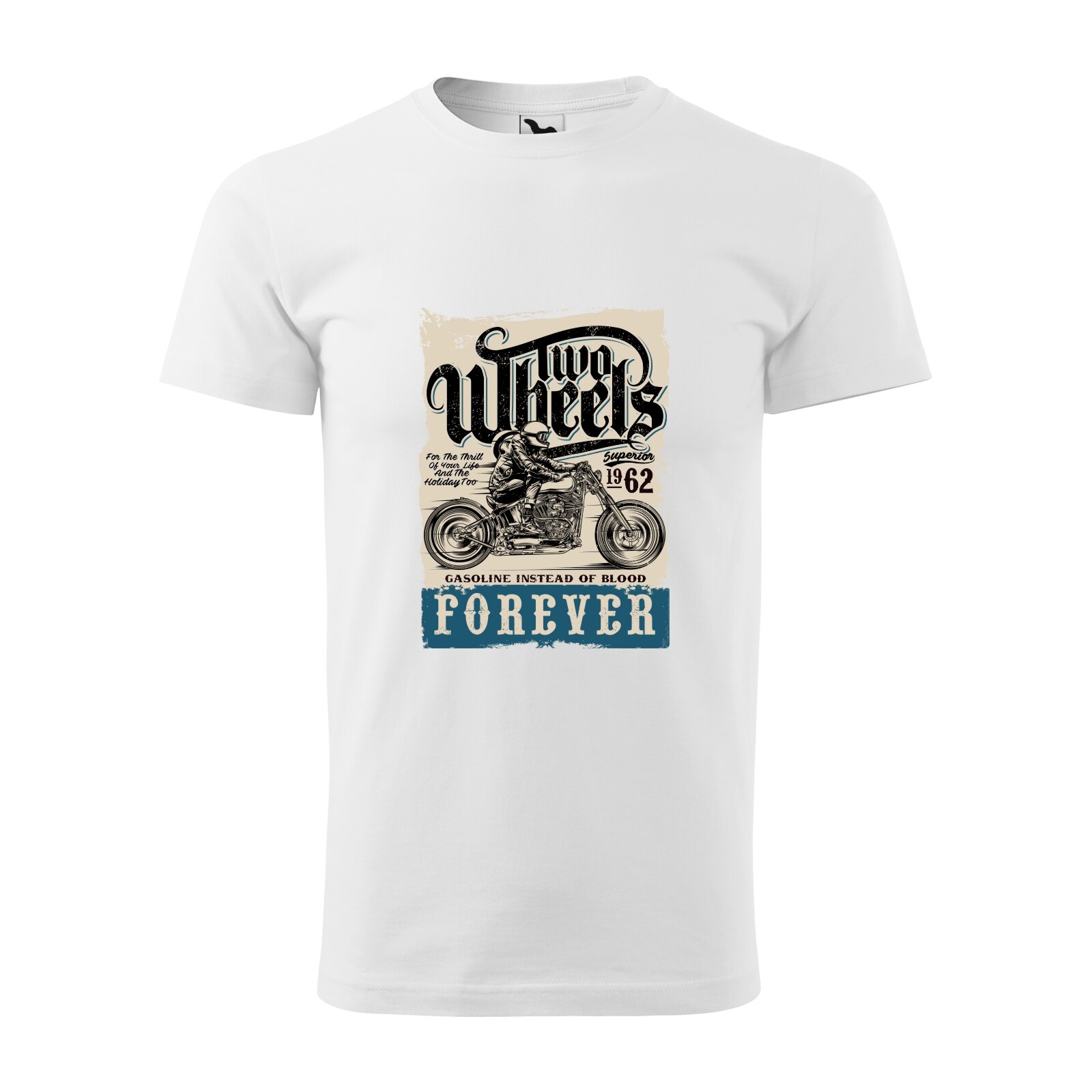 Tricou alb barbati pentru motociclisti, bikeri, Two Wheels Forever, marime L