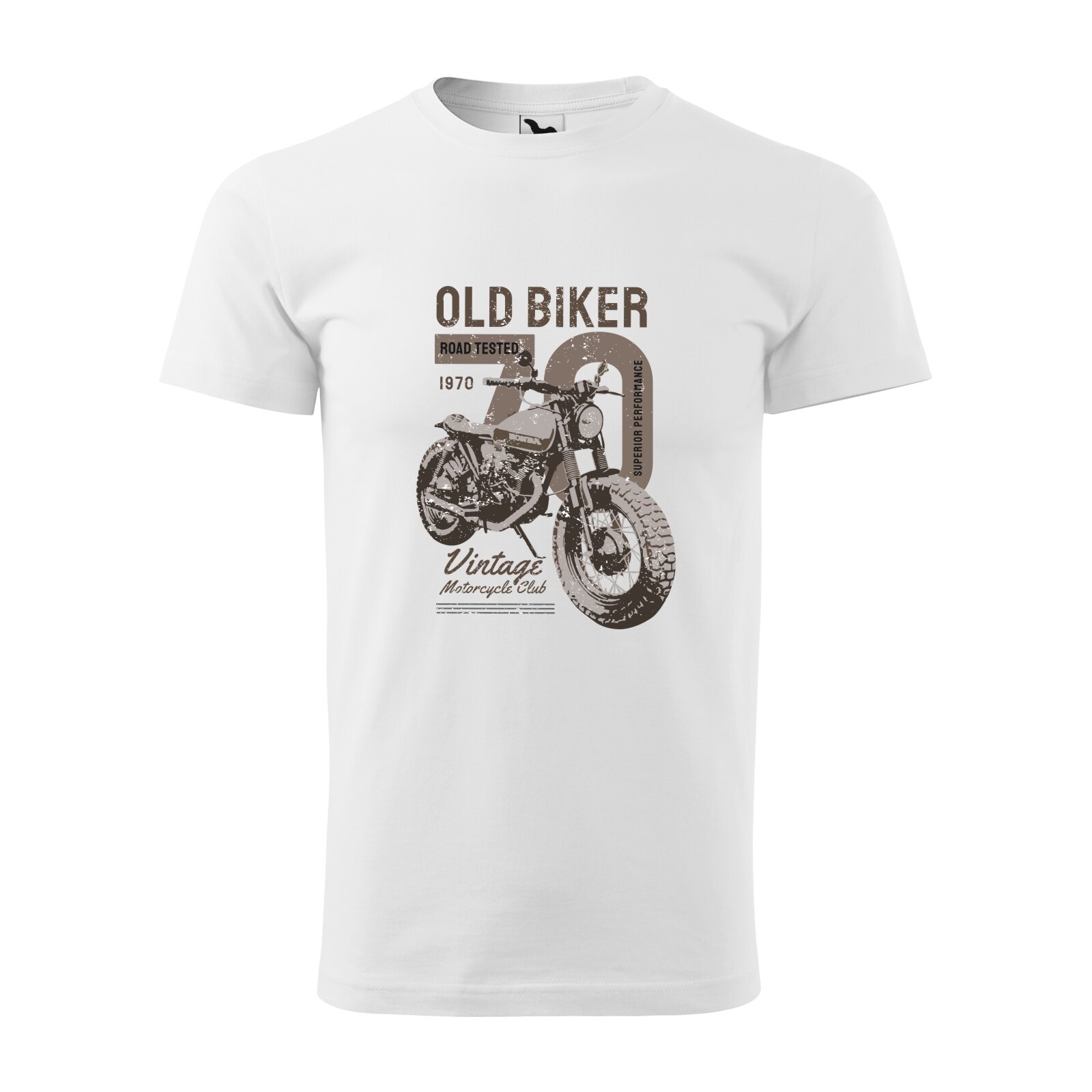 Tricou alb barbati pentru motociclisti, bikeri, Old Biker Road Tester, marime XL