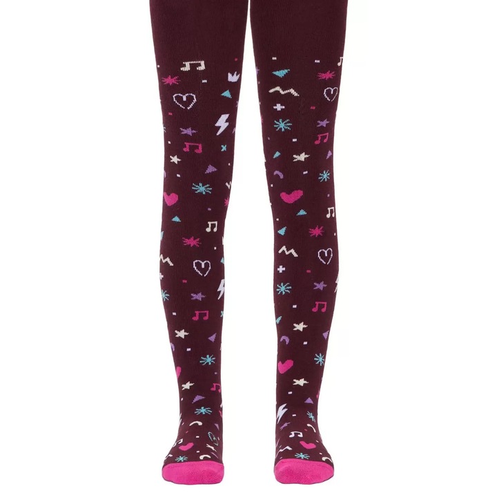 Ciorapi flausati pentru copii din bumbac Sof-Tiki 518, Conte Elegant, Visiniu