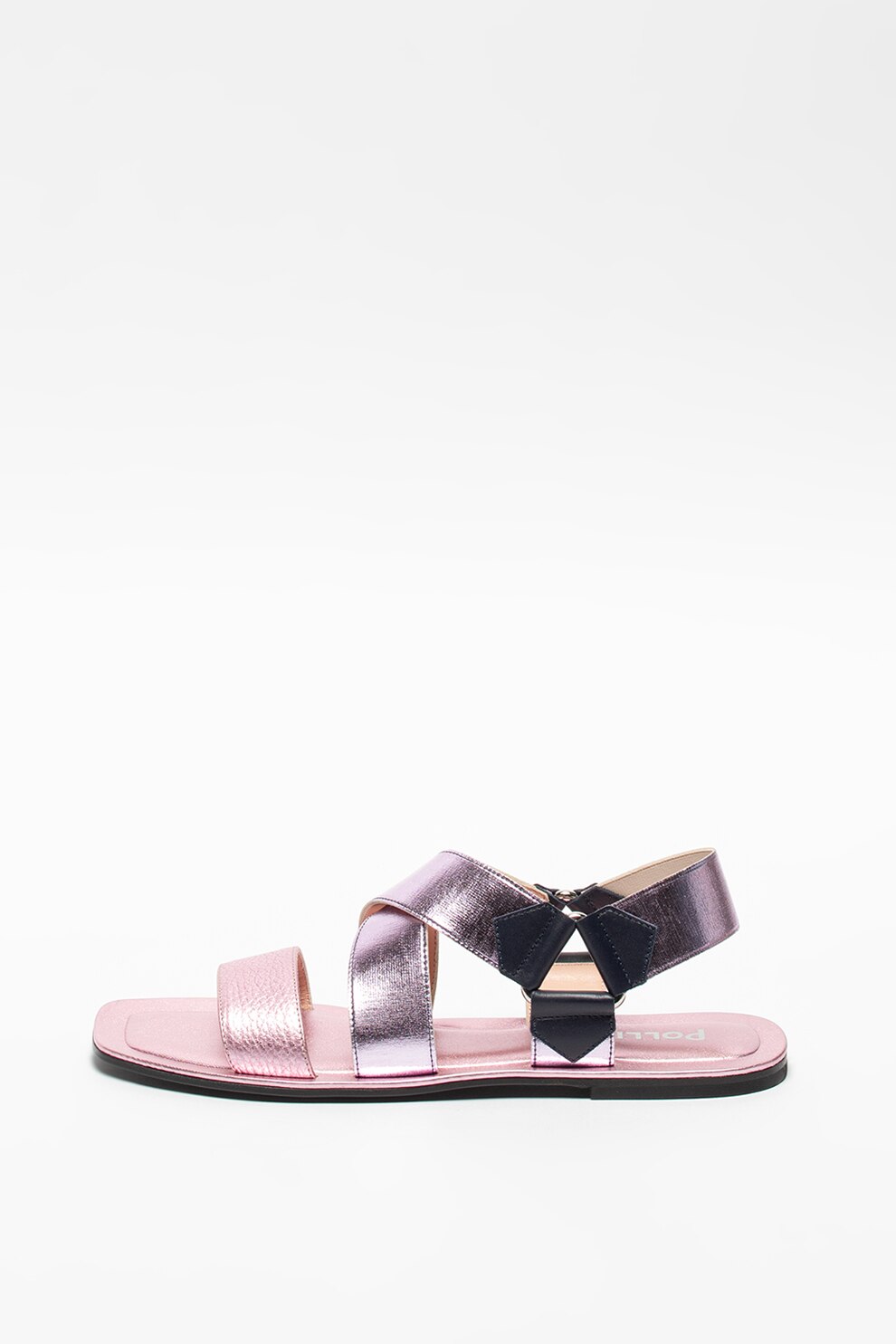 Pollini, Sandale slingback cu aspect metalizat