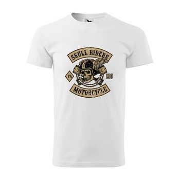 Tricou alb barbati pentru motociclisti, bikeri, Skull Riders, marime M