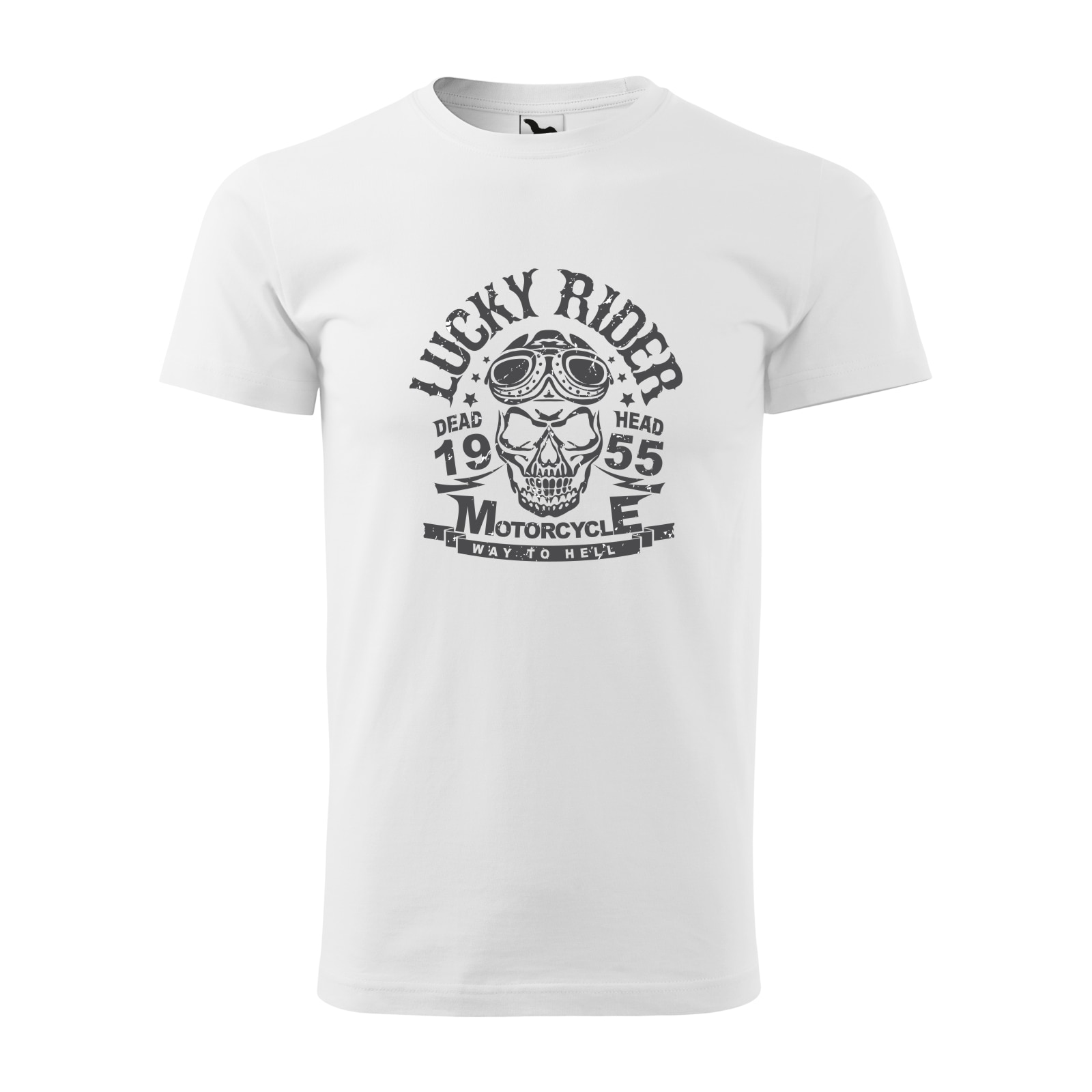 Tricou alb barbati pentru motociclisti, bikeri, Lucky Rider, marime S