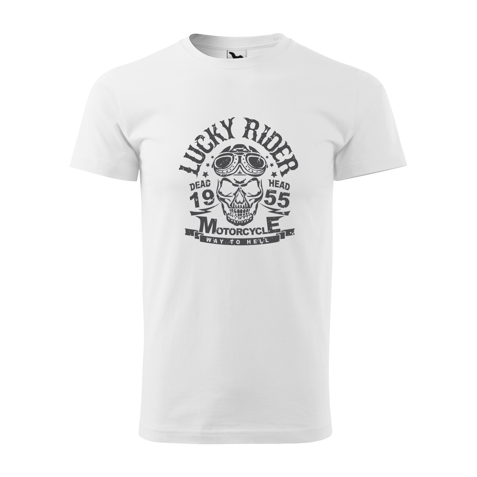 Tricou alb barbati pentru motociclisti, bikeri, Lucky Rider, marime M