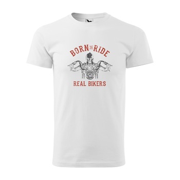 Tricou alb barbati pentru motociclisti, bikeri, Born to Ride, marime XL Tricou alb barbati pentru motociclisti, bikeri, Born to Ride, marime XL