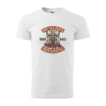Tricou alb barbati pentru motociclisti, bikeri, Ride till Death, marime XL Tricou alb barbati pentru motociclisti, bikeri, Ride till Death, marime XL
