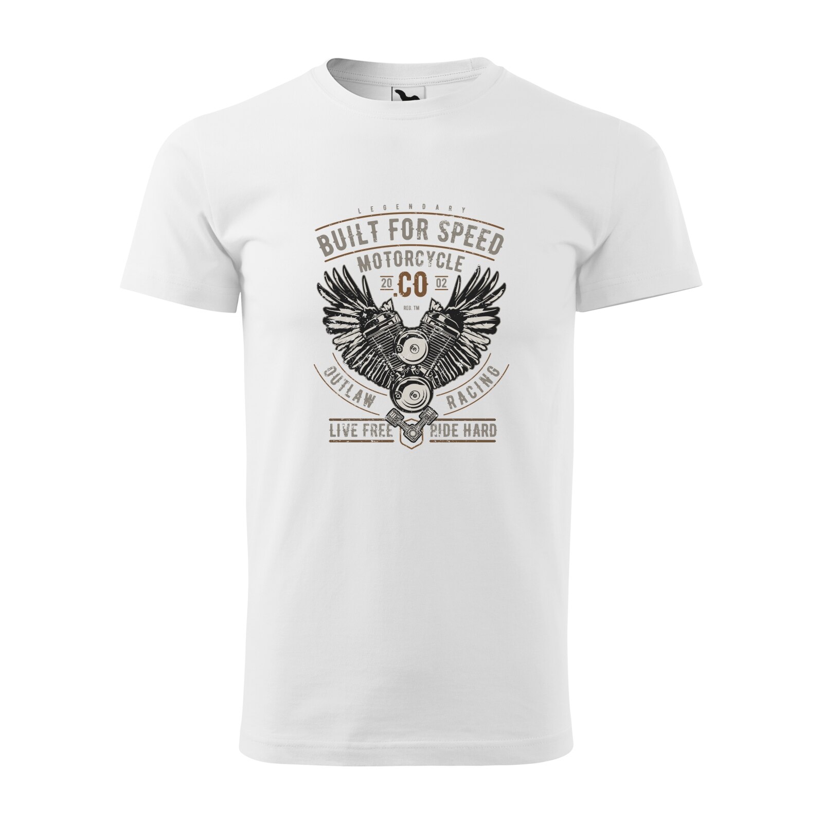 Tricou alb barbati pentru motociclisti, bikeri, Built for Speed, marime S