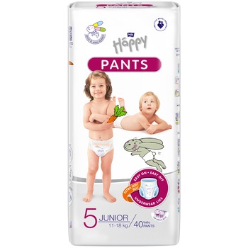 Scutece-chilotel Happy Pant Junior 5, 11-18 kg, 40 buc Scutece-chilotel Happy Pant Junior 5, 11-18 kg, 40 buc