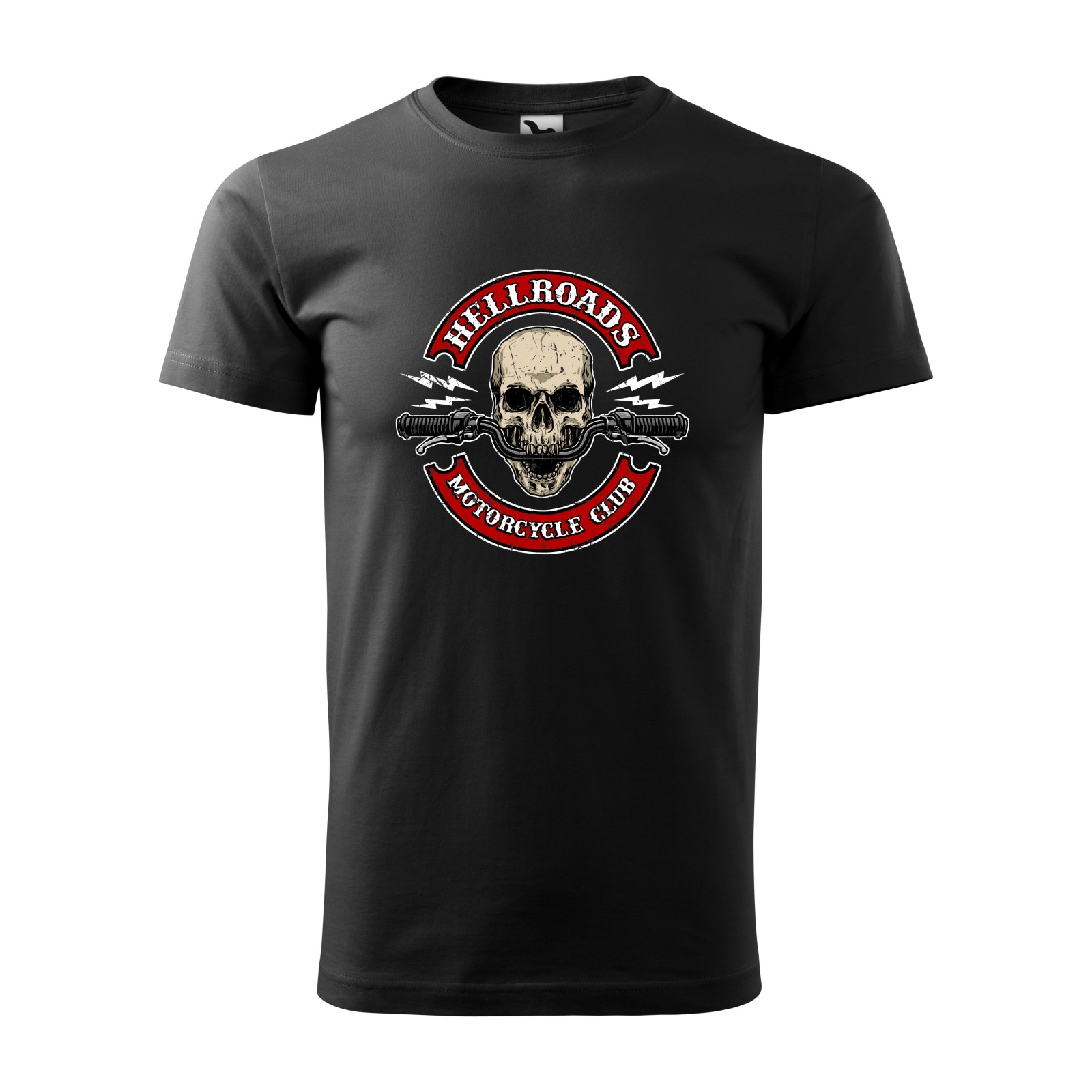 Tricou negru barbati pentru motociclisti, bikeri, Skull Hellroads, marime S