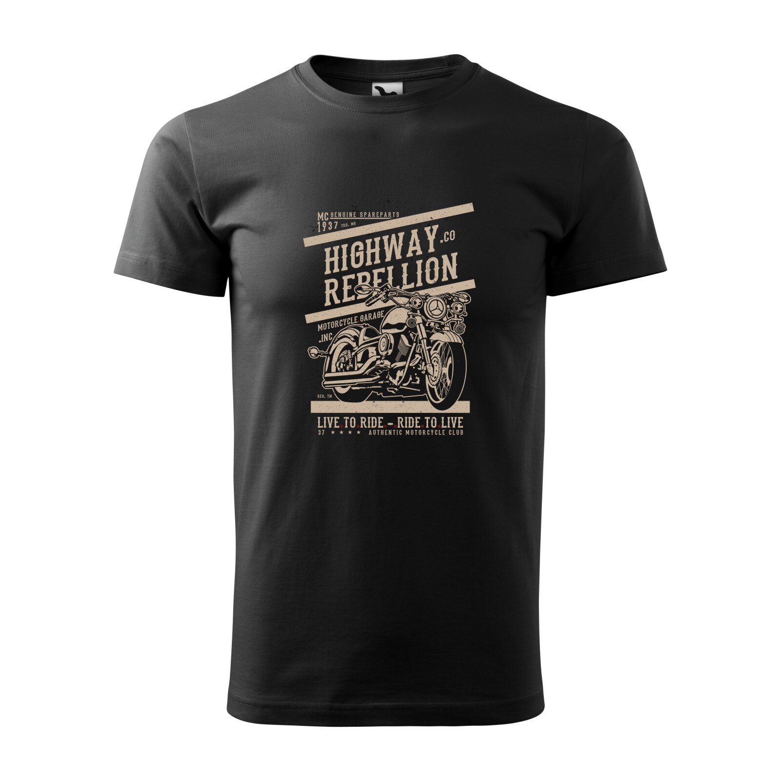 Tricou negru barbati pentru motociclisti, bikeri, Highway Rebellion, marime L