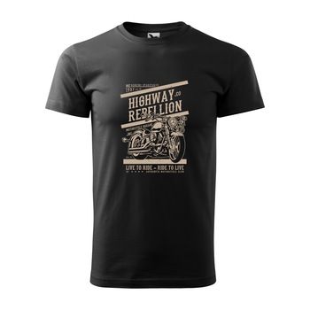 Tricou negru barbati pentru motociclisti, bikeri, Highway Rebellion, marime L