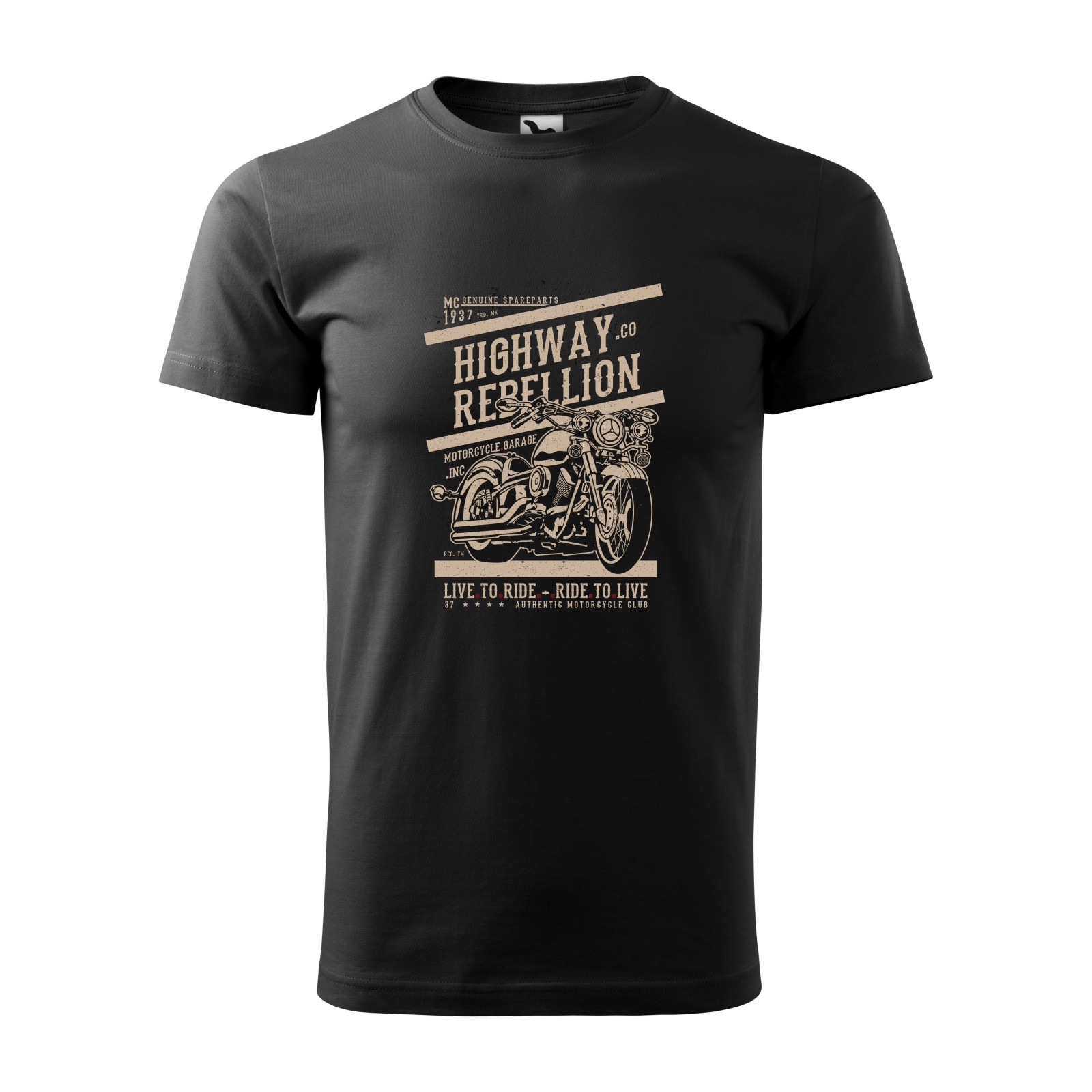 Tricou negru barbati pentru motociclisti, bikeri, Highway Rebellion, marime S