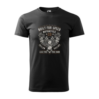 Tricou negru barbati pentru motociclisti, bikeri, Built for Speed, marime S