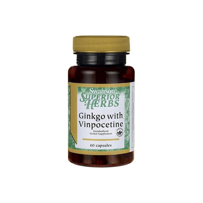 Supliment Alimentar, Swanson, Ginkgo With Vinpocetine (Standardized), 60 Capsule