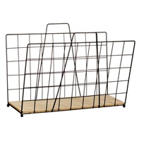 Suport Metalic Reviste, Actual Investing, Baza din Lemn, cu Manere, 40x20x28 cm