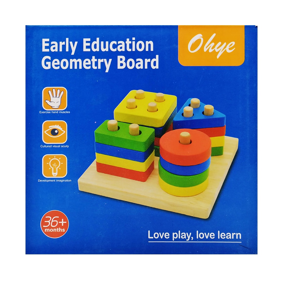 Puzzle lemn, sortator educational de figuri geometrice, 17 de piese