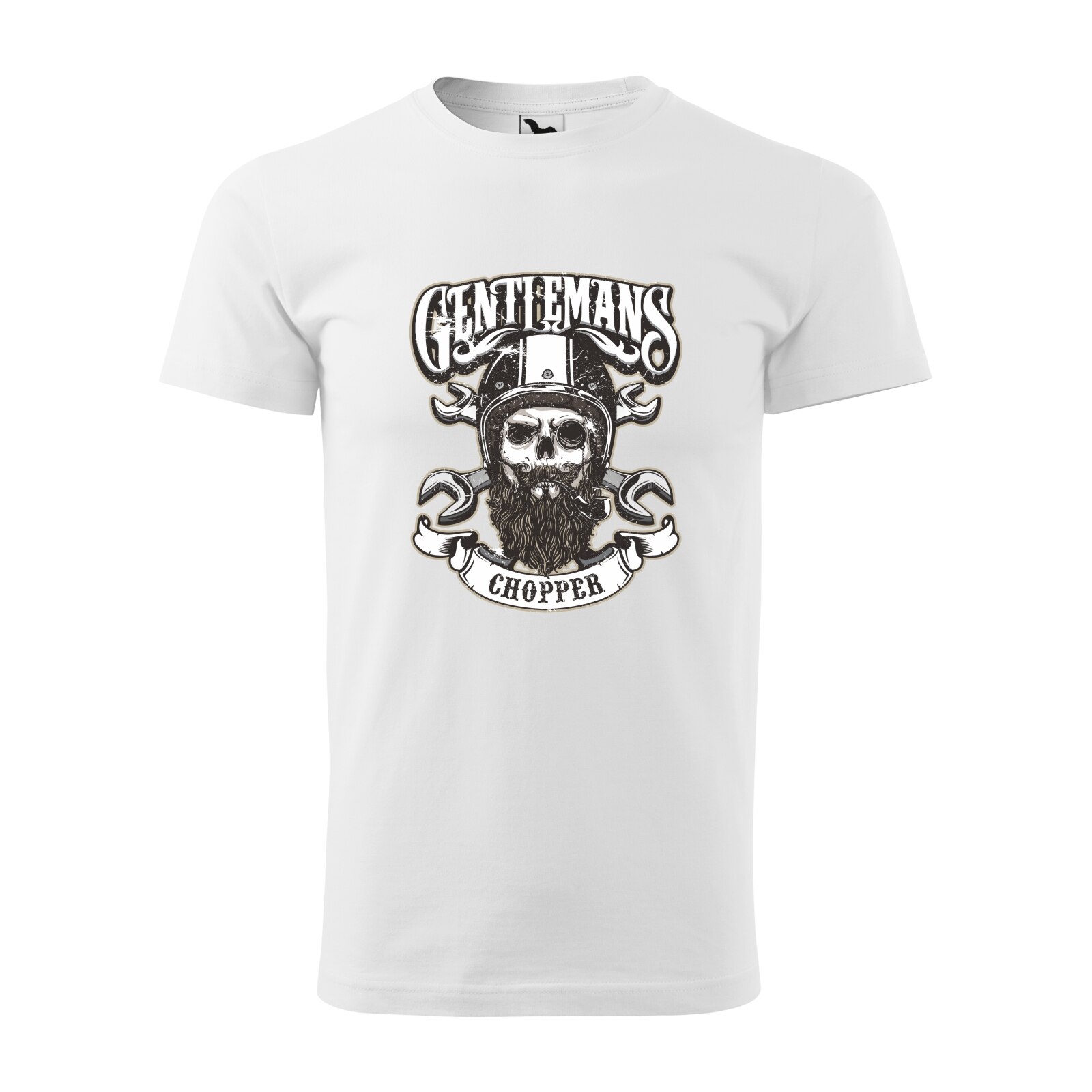 Tricou alb barbati pentru motociclisti, bikeri, Gentlemans Chopper, marime XS