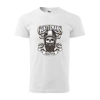 Tricou alb barbati pentru motociclisti, bikeri, Gentlemans Chopper, marime 2XL