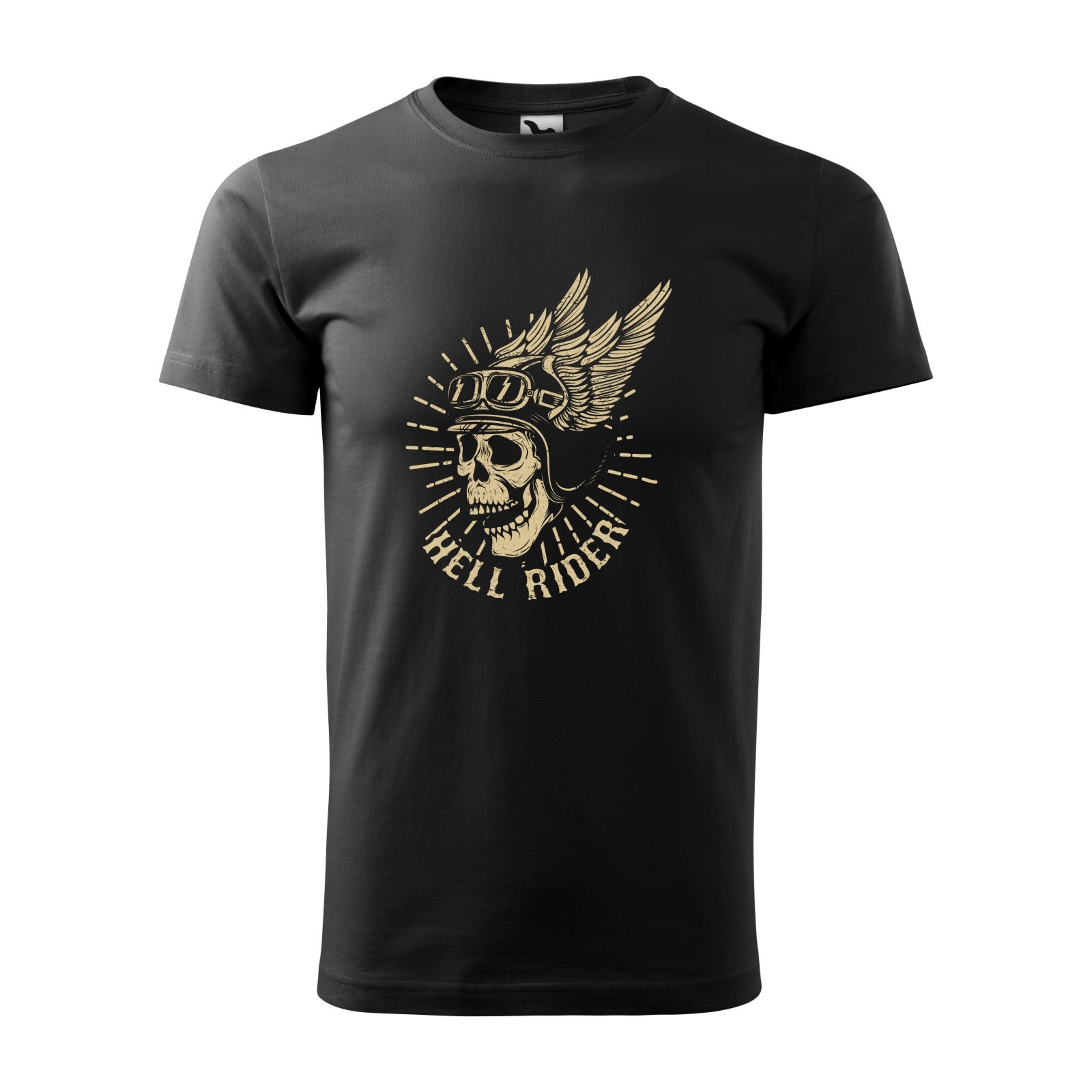 Tricou negru barbati pentru motociclisti, bikeri, Skull Hellrider Wings, marime 2XL
