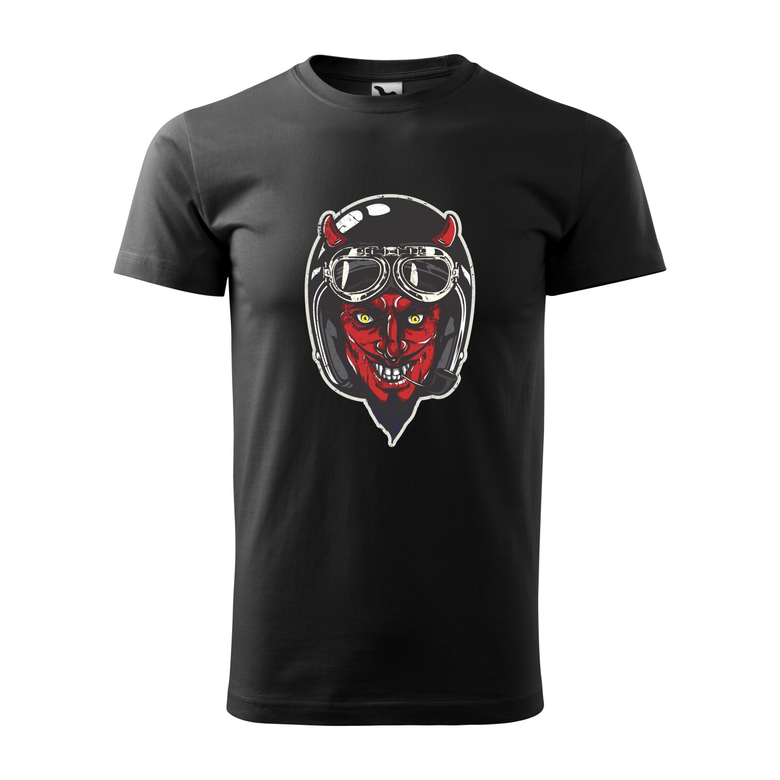 Tricou negru barbati pentru motociclisti, bikeri, Devil Black Helmet, marime L
