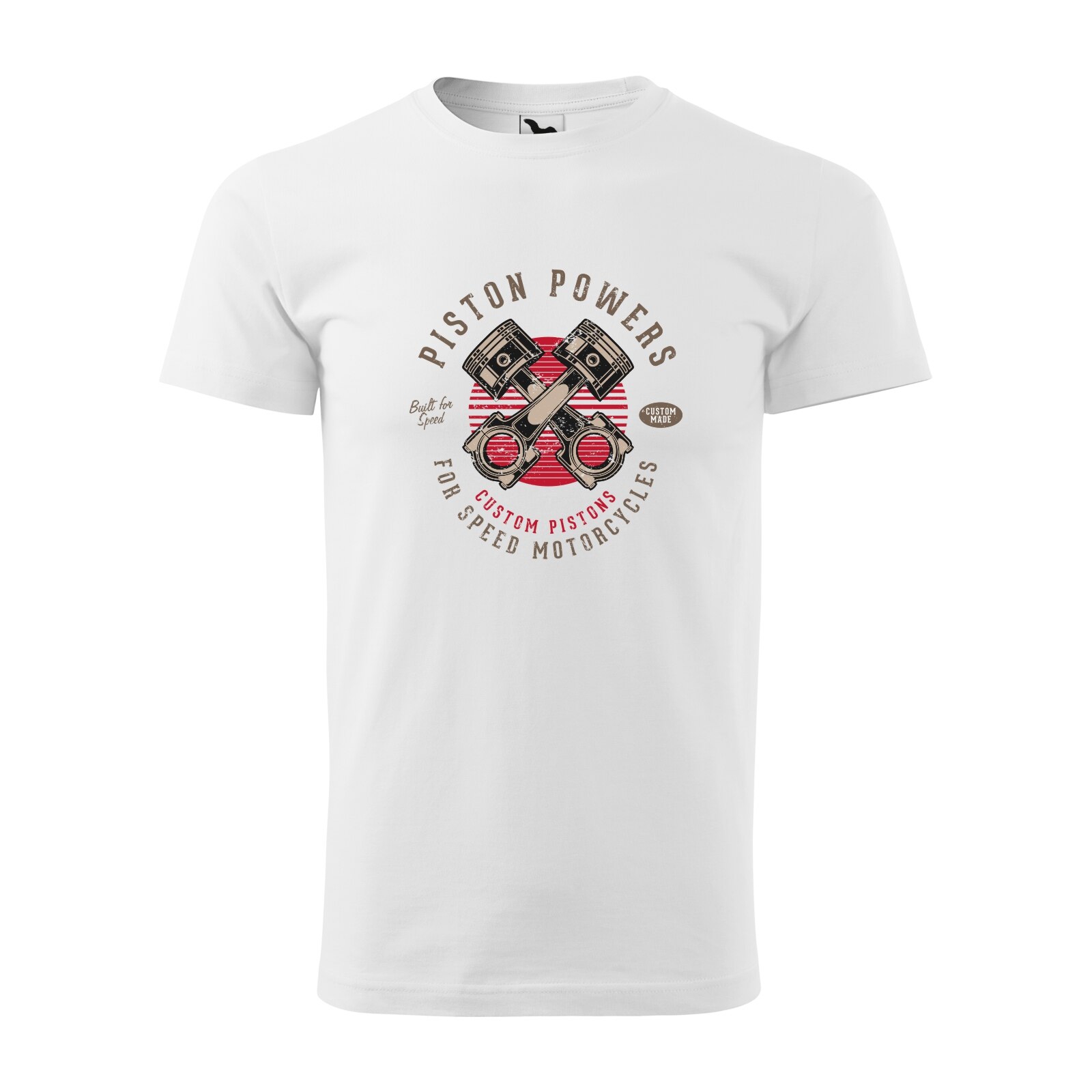 Tricou alb barbati pentru motociclisti, bikeri, Piston Power, marime XS