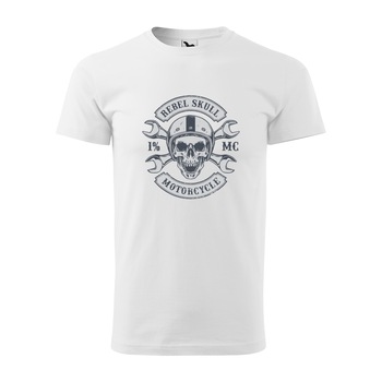 Tricou alb barbati pentru motociclisti, bikeri, Rebel Skull Motorcycle, marime XS Tricou alb barbati pentru motociclisti, bikeri, Rebel Skull Motorcycle, marime XS