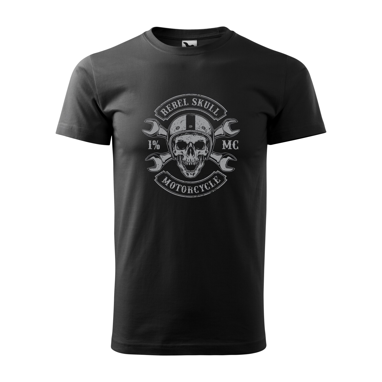 Tricou negru barbati pentru motociclisti, bikeri, Rebel Skull Motorcycle, marime XS